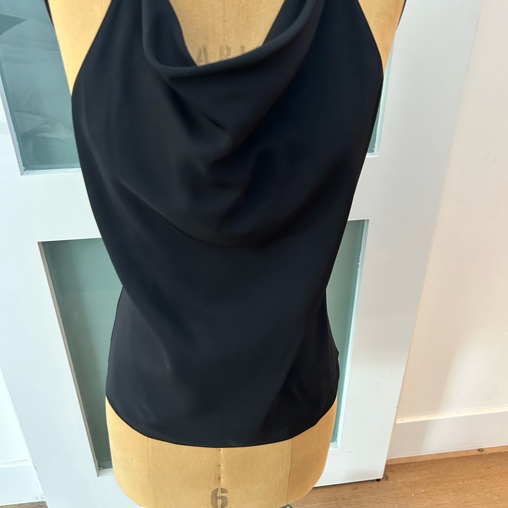 Theory Black Draped Halter Tank Top - Picture 6 of 6
